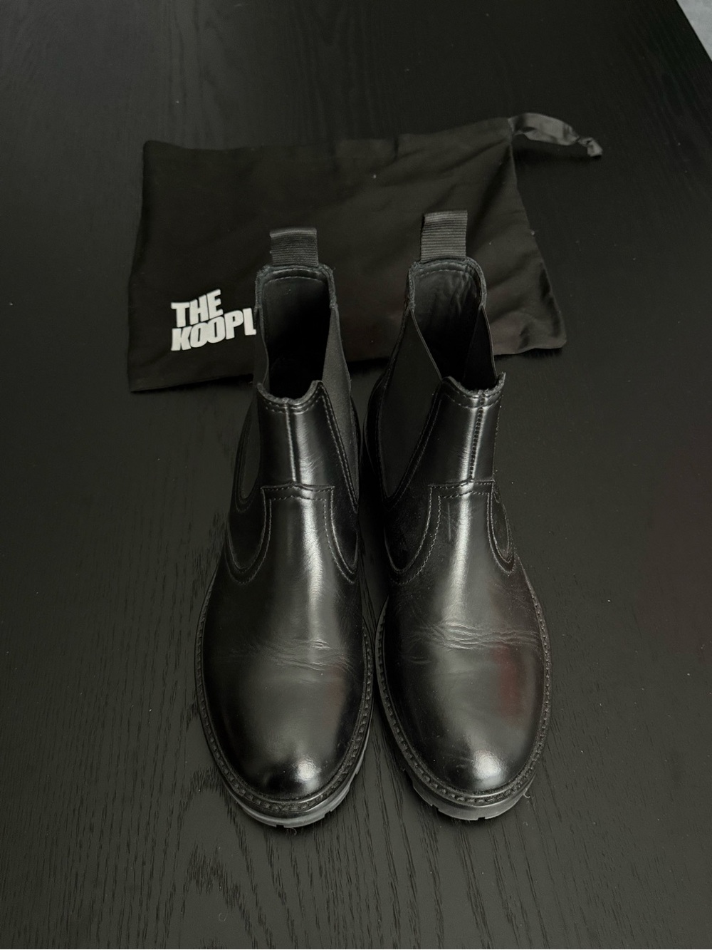 The Kooples Black Leather Chelsea Boots